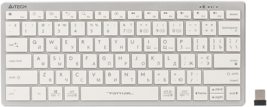 Клавіатура бездротова A4Tech FBX51C Wireless White (4711421972987)