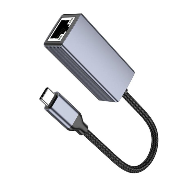 Мережевий адаптер HOCO UA37 Type-C ethernet adapter (1000 Mbps) Metal Gray (6942007647281)