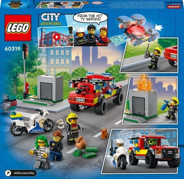 Конструктор LEGO City Пожежна рятувальна служба і поліцейське переслідування 295 деталей (60319)