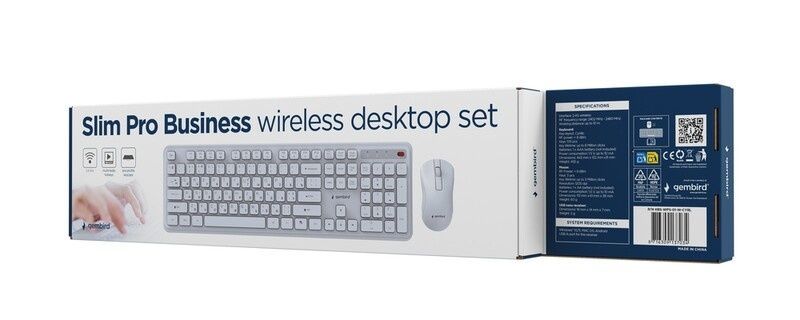 Комплект Gembird Slim Pro Business Wireless White (KBS-WPS-01-W-CYRL)