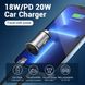 Автомобильное зарядное устройство Vention Vention Two-Port USB A+C(18/20) Car Charger Gray Mini Style Aluminium Alloy Type (FFBH0)