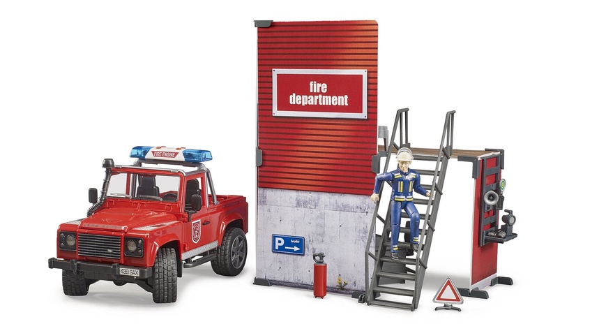 Игровой набор Bruder Top Profi Series Пожарная станция с Land Rover Defender (62701)
