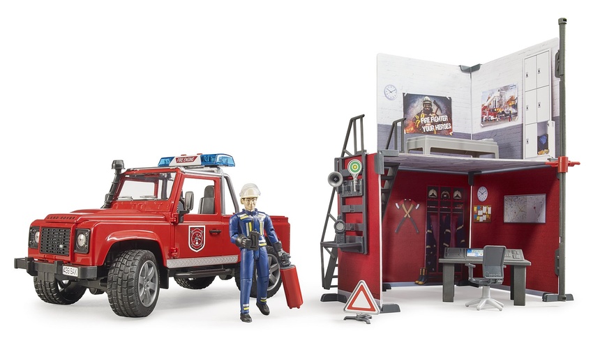Игровой набор Bruder Top Profi Series Пожарная станция с Land Rover Defender (62701)