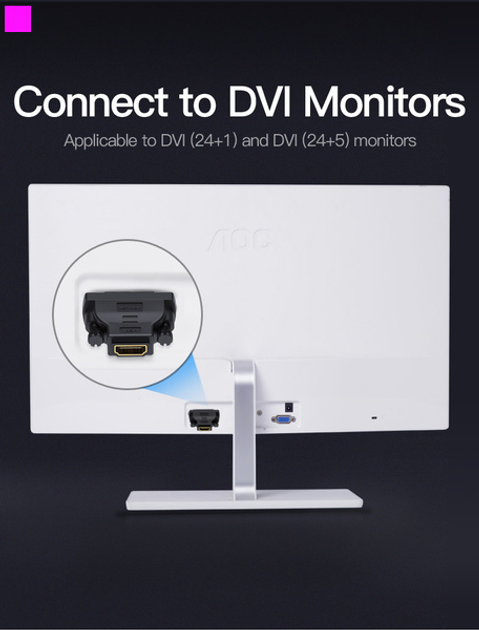 Адаптер перехідник Vention DVI(24+1) Male to HDMI Female Adapter Black (ECDB0)
