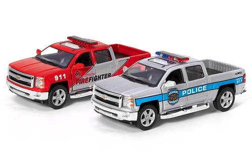 Машинка Kinsmart Chevrolet Silverado (Police/ Fire Fighter) 2014 1:46 KT5381WPR (полиция, пожежна)