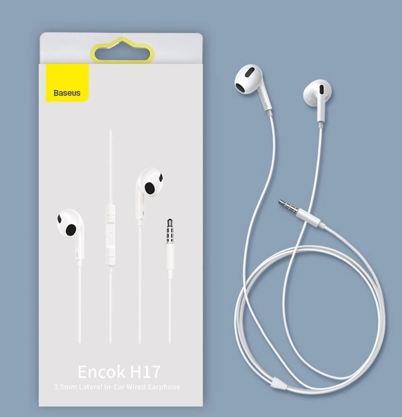 Навушники Baseus Encok H17 3.5mm lateral in-ear Wired Earphone White (NGCR020002)