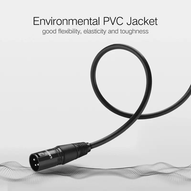 Аудіокабель UGREEN AV130 Cannon Male to Female Microphone Extension Audio Cable 3m (Black)(UGR-20711)
