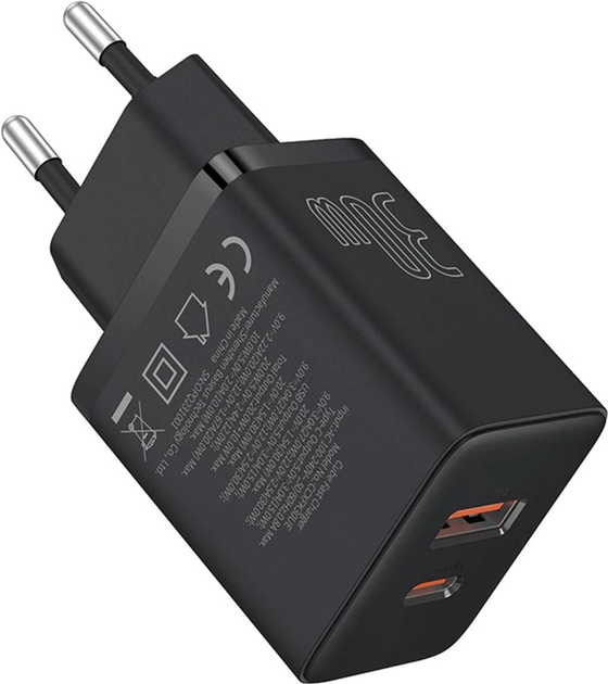 Сетевое зарядное устройство Baseus Cube Fast Charger C+U 30W EU Cluster Black (P10111404113-00)