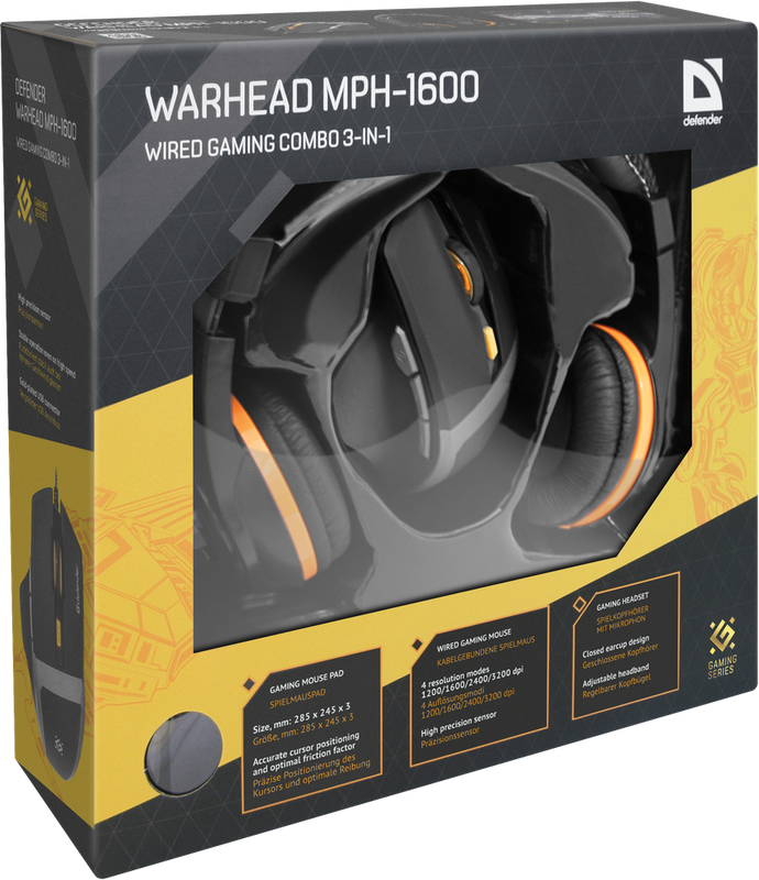 Ігровий Комплект (миша + гарнітура + килимок) Defender Warhead MPH-1600 Black (52706)