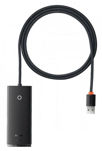 USB-хаб Baseus Lite Series Series 4-Port HUB Adapter (USB-A to USB 3.0*4) 1m. Black (WKQX030101)