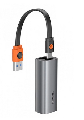 Зовнішній мережевий адаптер Baseus Steel Cannon Series USB-A/Type-C to Ethernet Grey (CAHUB-AF0G)