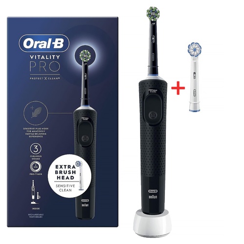 Електрична зубна щітка Oral-B Braun Vitality Pro Protect X Clean D103 Black + додаткова насадка для щітки (D103.413.3)