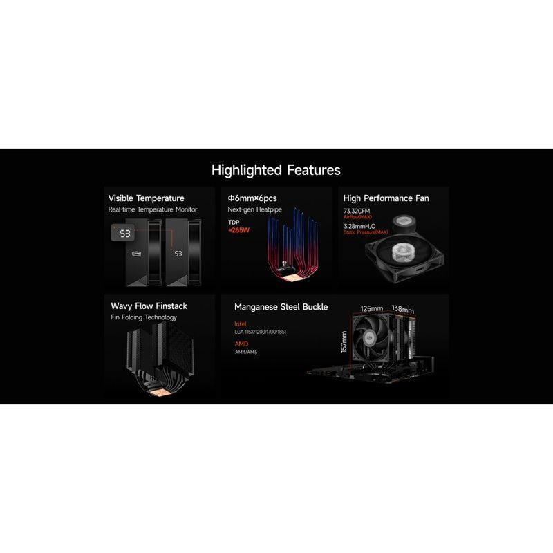 Кулер для процессора PcCooler RT620 Digital BK