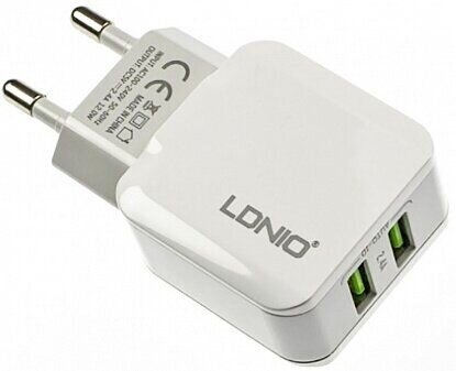 Зарядное устройство LDNIO A2202 Travel charger 2USB 2.4A White