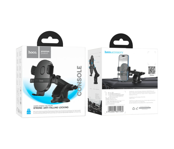 Держатель для мобильного HOCO H19 Mighty one-button car holder(center console) Black