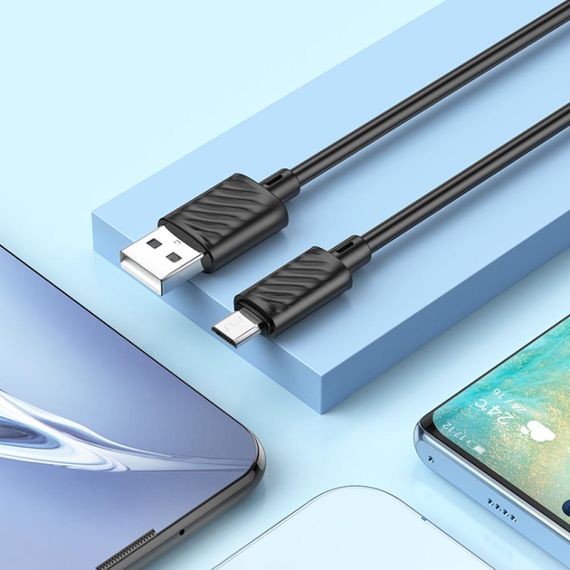 Кабель HOCO X88 Gratified charging data cable for Micro Black (6931474783325)