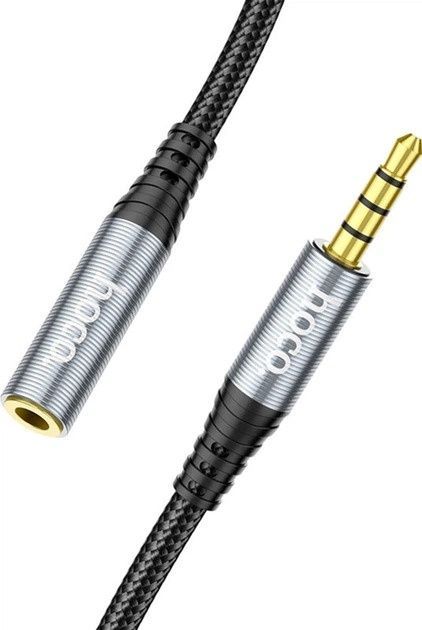 Аудиокабель HOCO UPA20 3.5mm male to 3.5mm female, nylon braid, 1m, Metal Gray (6931474762153)