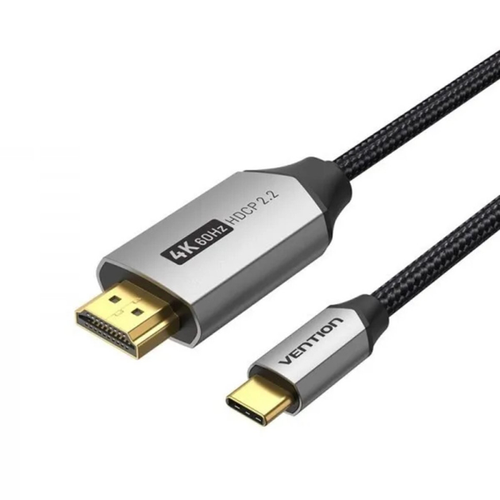 Кабель переходник Vention Cotton Braided USB-C to HDMI Cable 1M Black Aluminum Alloy Type (CRBBF)