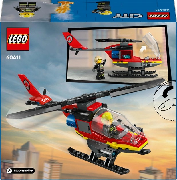 Конструктор LEGO City Пожежний рятувальний гелікоптер 85 деталей (60411)
