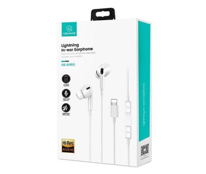 Наушники Usams SJ453 EP-41 Lightning In-ear Earphone 1.2m White (SJ453HS01)