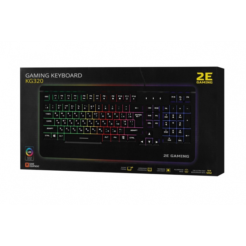 Ігрова клавіатура 2E Gaming KG320 LED USB Black Ukr (2E-KG320UB)