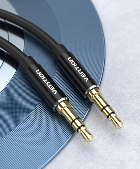 Аудіо кабель Vention 3.5mm Male to Male Audio Cable 1.5M Black Aluminum Alloy Type (BAXBG)