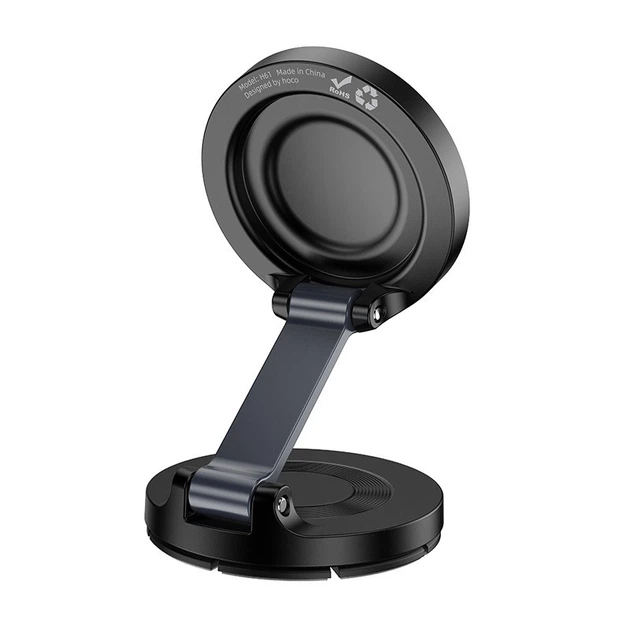 Держатель для мобильного HOCO H61 Show folding ring magnetic car holder (dashboard) Black Metal Gray