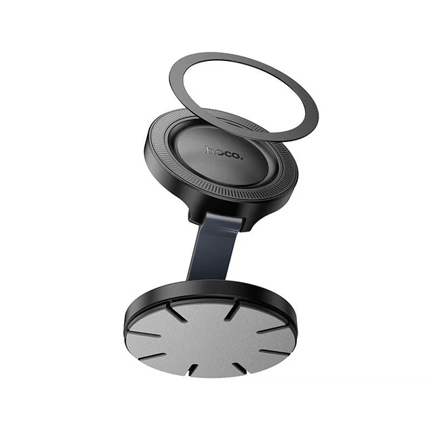 Держатель для мобильного HOCO H61 Show folding ring magnetic car holder (dashboard) Black Metal Gray