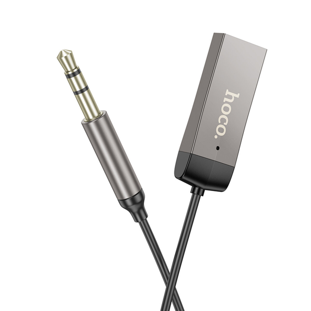 Bluetooth-ресивер HOCO E78 Benefit car AUX BT receiver with cable Black Metal Gray (6942007605663)