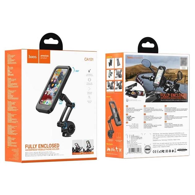 Тримач для мобільного HOCO CA101 Rider waterproof bicycle stand Black (6931474762436)