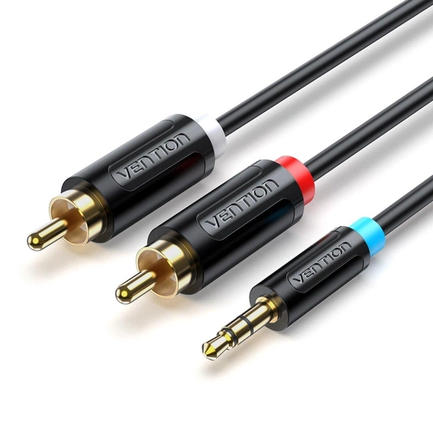 Кабель Vention 3.5mm Male to 2-Male RCA Adapter Cable 3M Black (BCLBI)