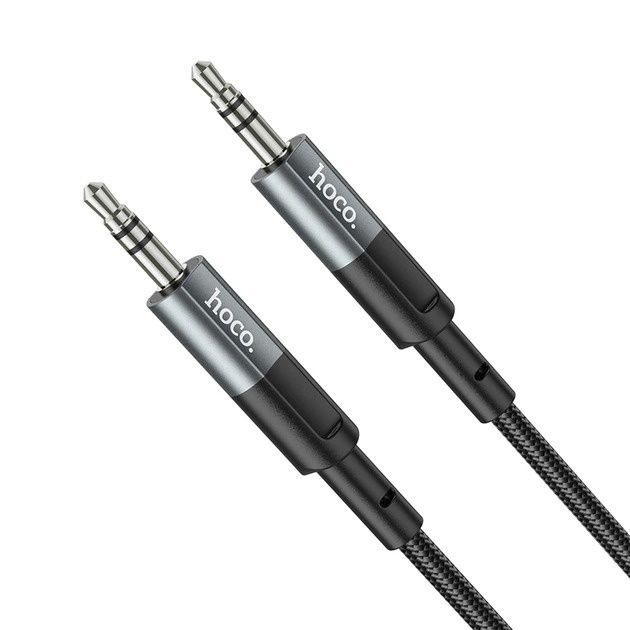 Аудиокабель HOCO UPA23 3.5mm male to 3.5mm male, nylon braid, 1m Metal Gray (6931474783820)