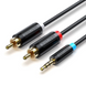 Кабель Vention 3.5mm Male to 2-Male RCA Adapter Cable 3M Black (BCLBI)