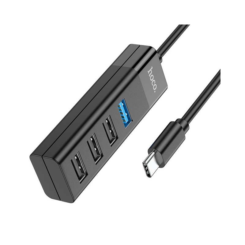 Кабель-переходник HOCO HB25 Easy mix 4-in-1 converter(Type-C to USB3.0+USB2.0*3) Black (6931474762429)