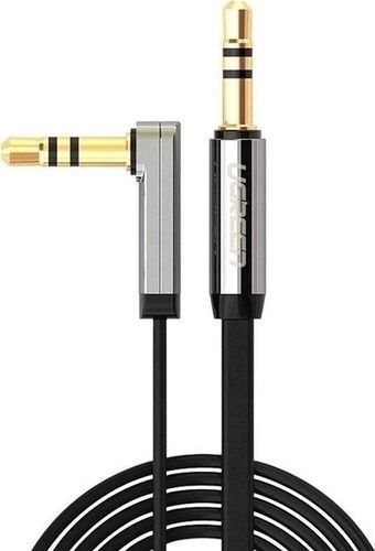 Аудіокабель UGREEN AV119 3.5mm Male to 3.5mm Male Straight to angle flat сable 2m Black (UGR-10599)