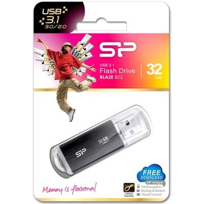 USB флеш накопитель Silicon Power 32GB Blaze B02 Black USB 3.0 (SP032GBUF3B02V1K)