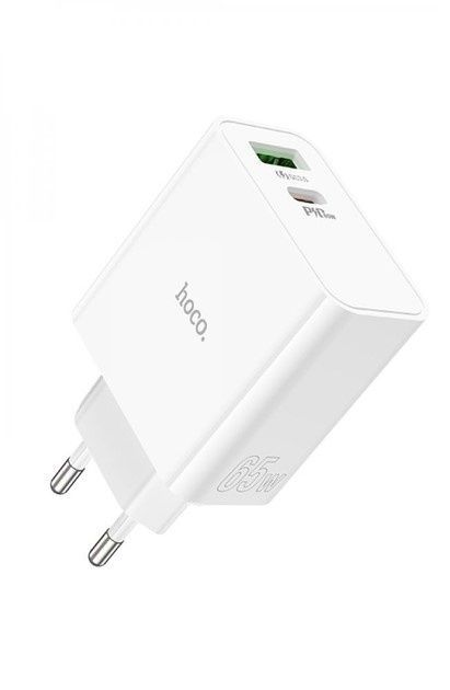 Сетевое зарядное устройство для HOCO C113A Awesome PD65W dual port(1A1C) charger White (6931474790910)