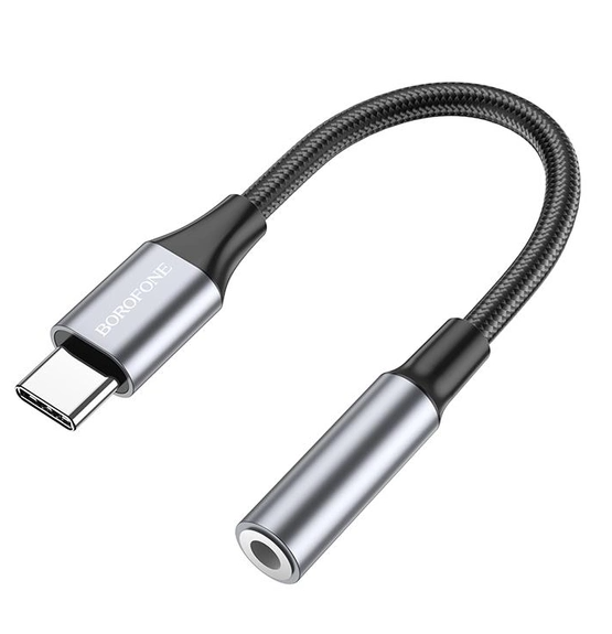 Адаптер переходник Borofone BV16 USB-C to mini-jack 3.5mm Gray (6974443389975)