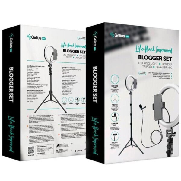 Gelius Pro Blogger Set Life Hack Improved GP-BS002 (Led кольцо + микрофон + trip