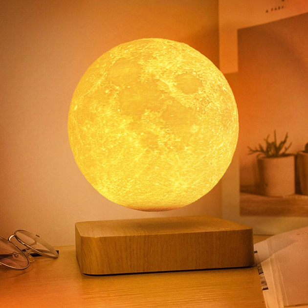 Магнитная левитационная лампа HCNT Levitating Lamp Moon Light Wood Grain (SIM10-GW5)