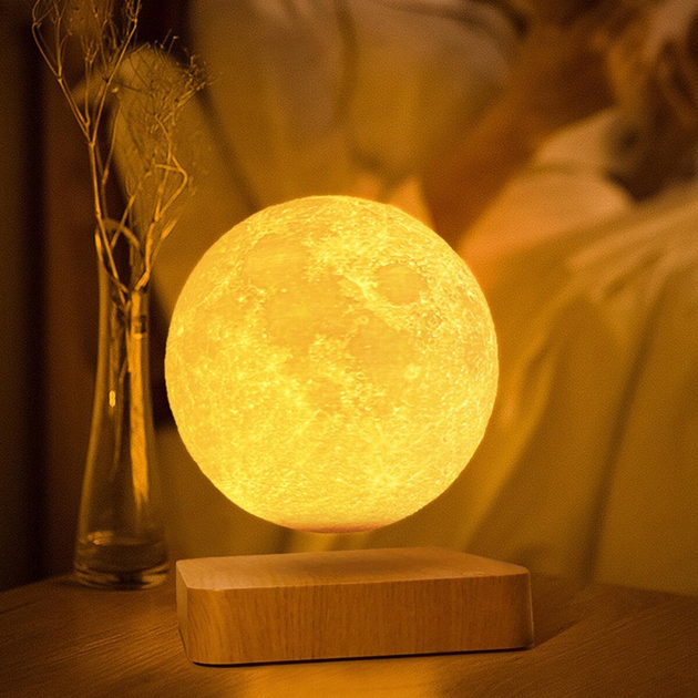 Магнитная левитационная лампа HCNT Levitating Lamp Moon Light Wood Grain (SIM10-GW5)