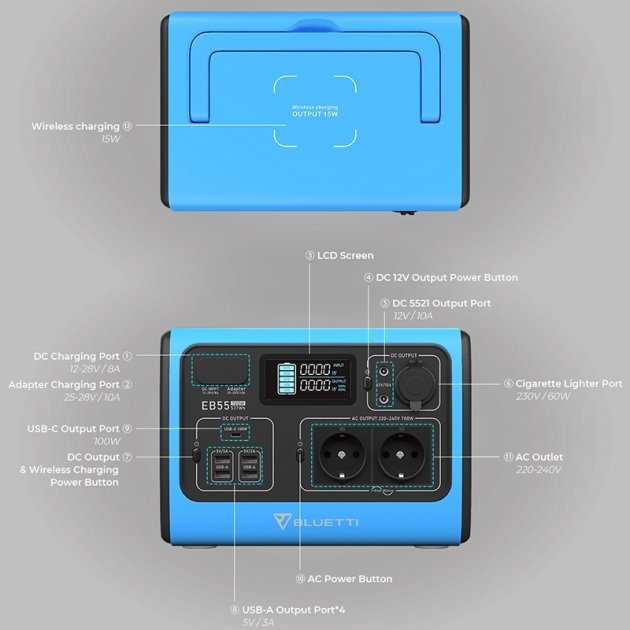 Зарядная станция BLUETTI PowerOak EB55 700W 537Wh (PB930340)