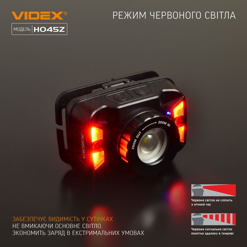 Налобный фонарик Videx 270Lm 5000K с датчиком движения (VLF-H045Z)