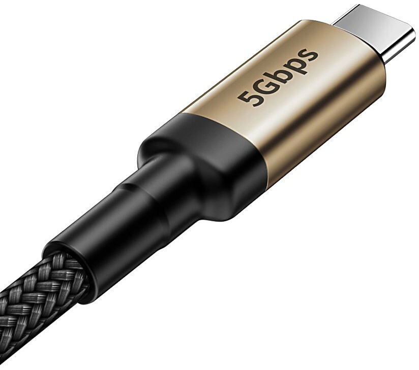 Кабель Baseus Cafule series cable Type-C PD3.1 Gen1 60W(20V/3A) 1m Gold+Black