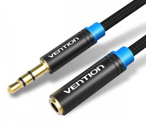 Подовжувач аудіо 3M Vention Cotton Braided 3.5mm Audio Extension Cable Black Metal Type (VAB-B06-B300-M)