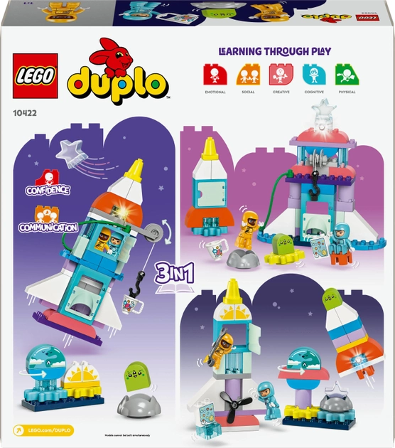 Конструктор LEGO DUPLO Town Пригоди на космічному шатлі 3-в-1 58 деталей (10422)