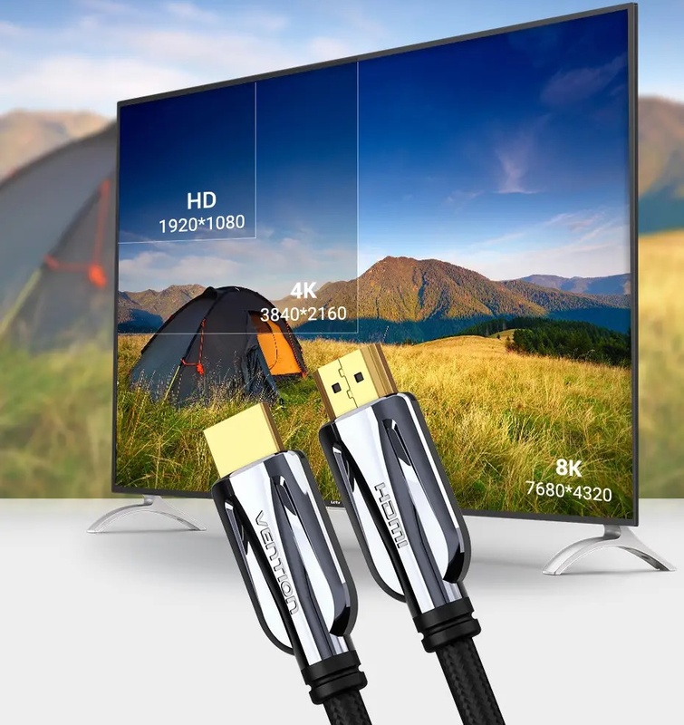 Кабель Vention HDMI-HDMI, 2M, v2.1, 8K 60Hz, 4K 120Hz, 2K 144Hz, 1080P 160Hz (AALBH)