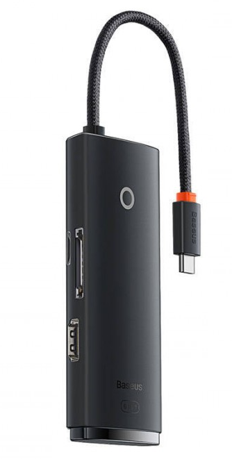 Type-C хаб, HDMI адаптер Baseus Lite Series 6-Port Type-C HUB Docking Station Black (WKQX050001)