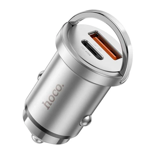 Автомобильное зарядное устройство для HOCO NZ10 Handy PD45W+QC3.0 car charger Silver