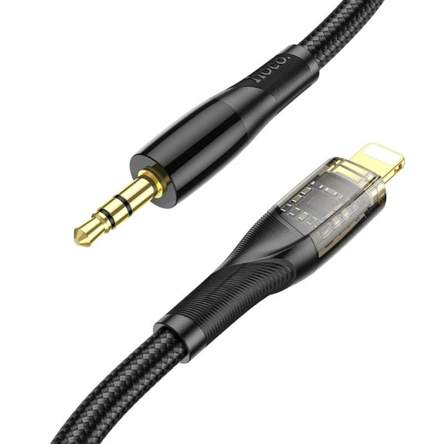 Аудиокабель HOCO UPA25 Transparent Discovery Edition Digital audio conversion cable iP Black (6931474791153)